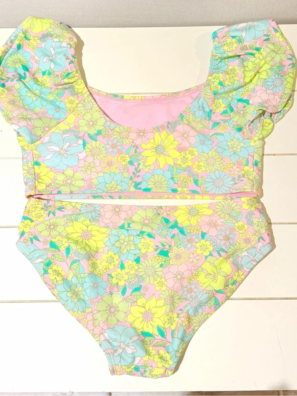 Cat & Jack Swimsuit two piece Floral size 10-12